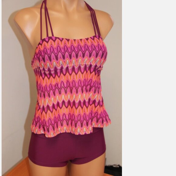 Hula Honey Swimsuit Bikini Tankini 2 pc set Crochet shorts - Picture 1 of 5